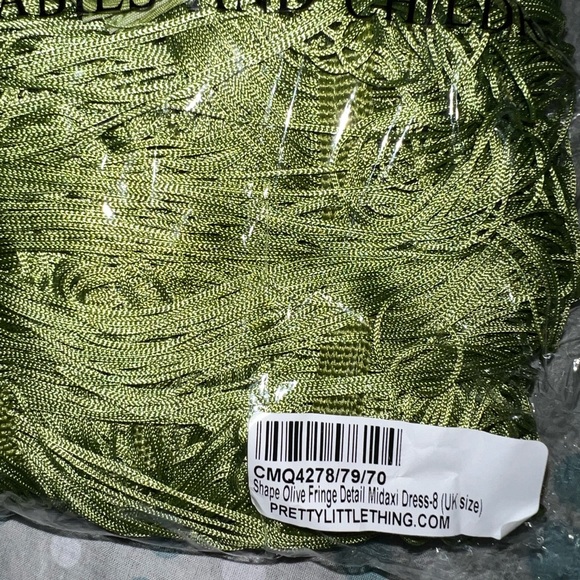 Olive Fringe Detail Midaxi Dress 